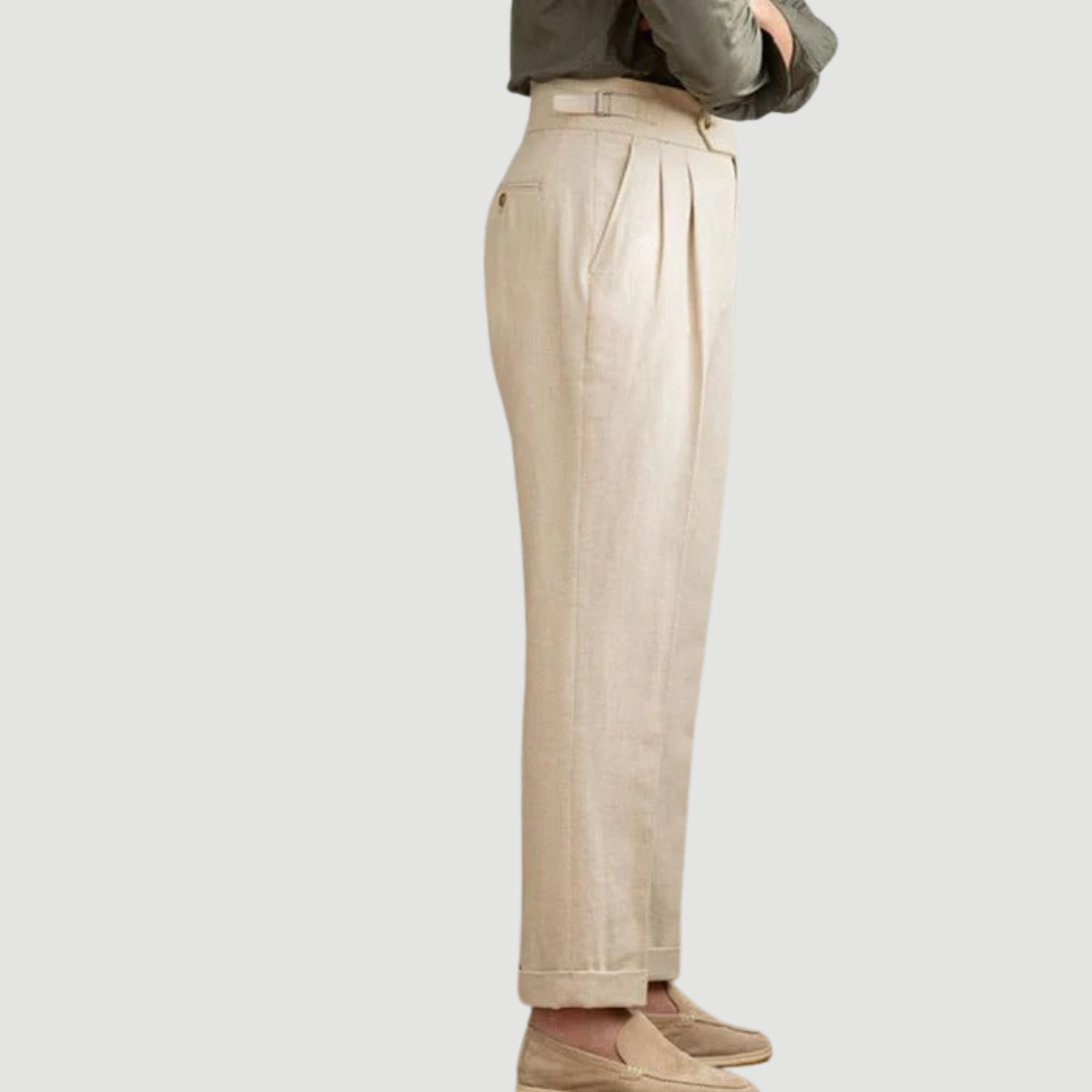 Miles | Tailored Linen Trousers Beige