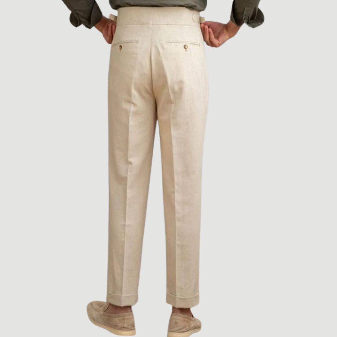 Miles | Tailored Linen Trousers Beige