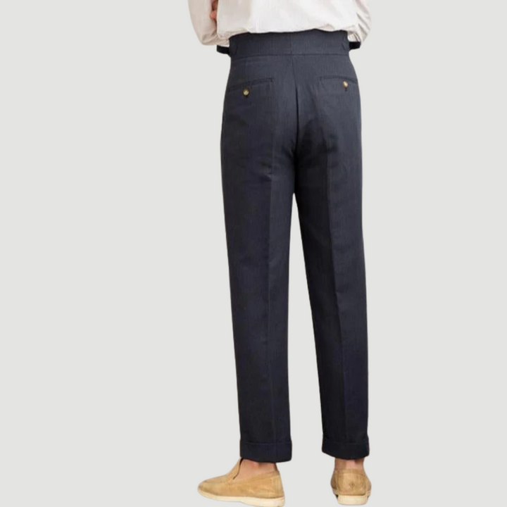 Cameron | Tailored Linen Trousers Navy Blue