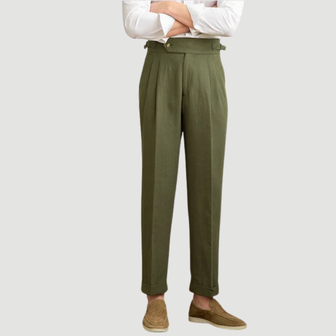 Cameron | Tailored Linen Trousers Navy Blue