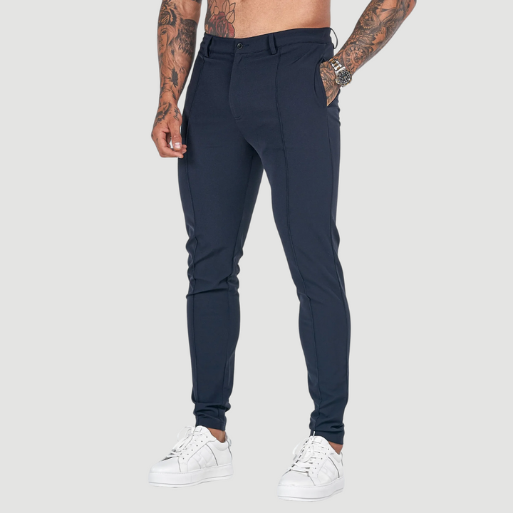 Curtis | Ultra-Flex Tailored Trousers Navy Blue