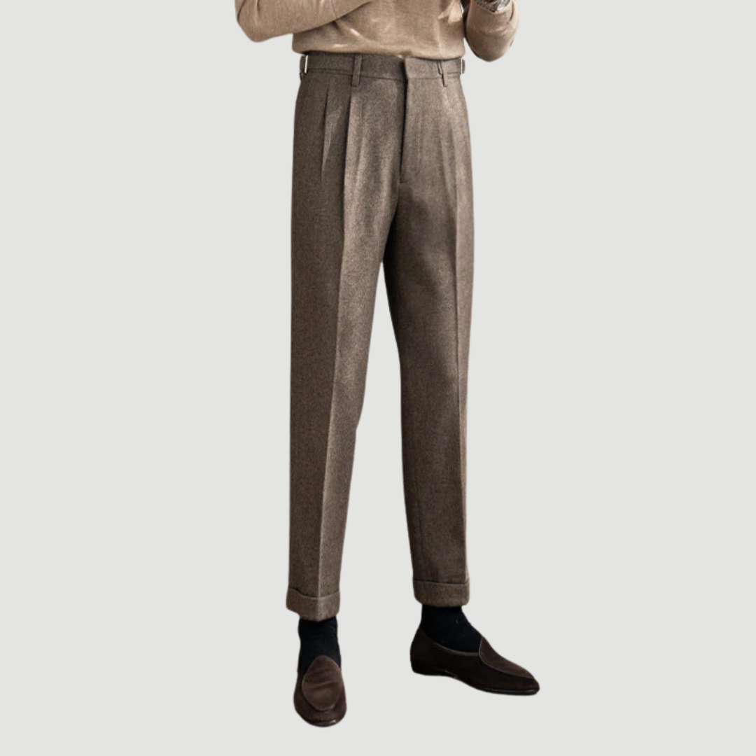 Wesley | Houndstooth Tailored Trousers Granite