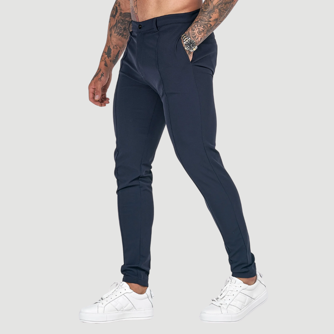 Curtis | Ultra-Flex Tailored Trousers Navy Blue