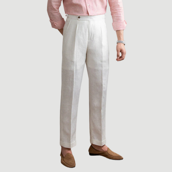 Mitchell | Classic Linen Trousers White