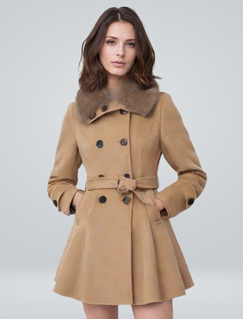 Millie | Luxury trench coat with synthetic fur