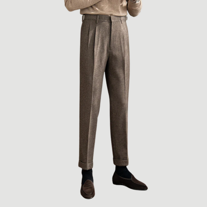 Declan | Houndstooth Tailored Trousers Truffle