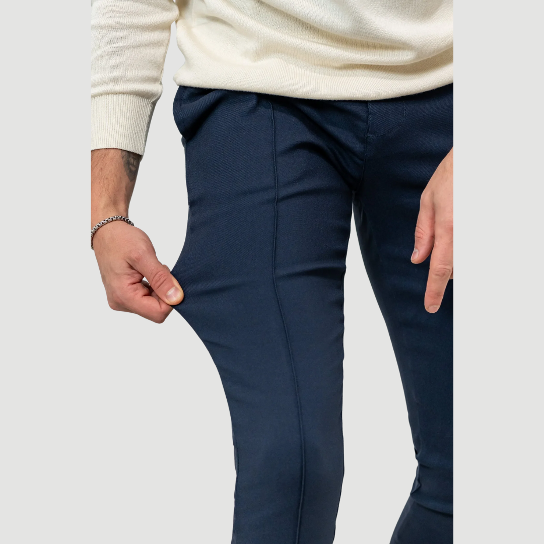 Curtis | Ultra-Flex Tailored Trousers Navy Blue