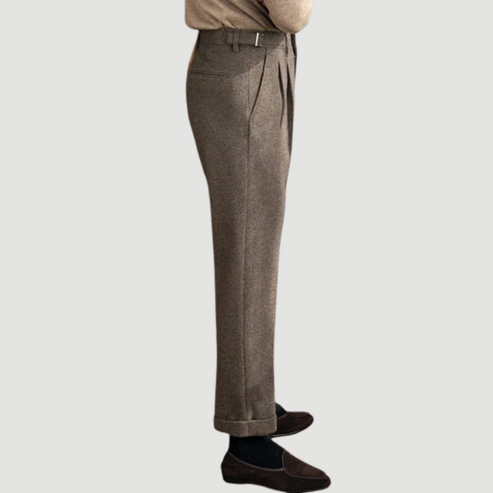 Wesley | Houndstooth Tailored Trousers Granite