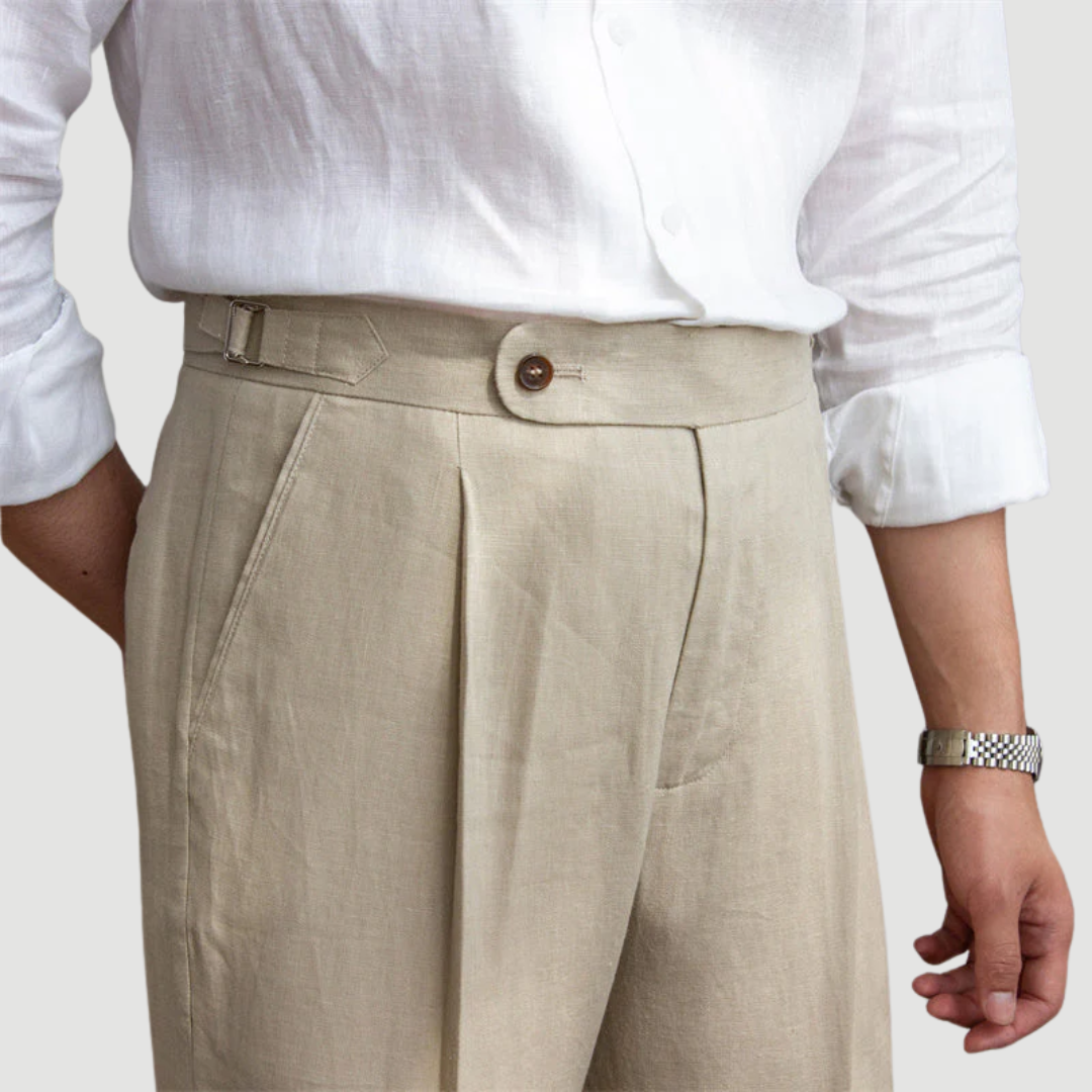 Toby | Classic Linen Trousers Sand