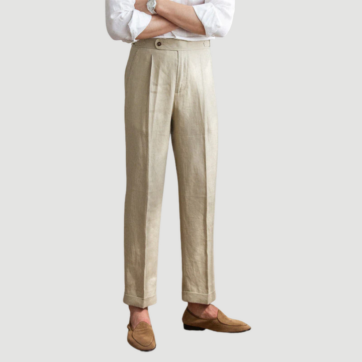 Toby | Classic Linen Trousers Sand