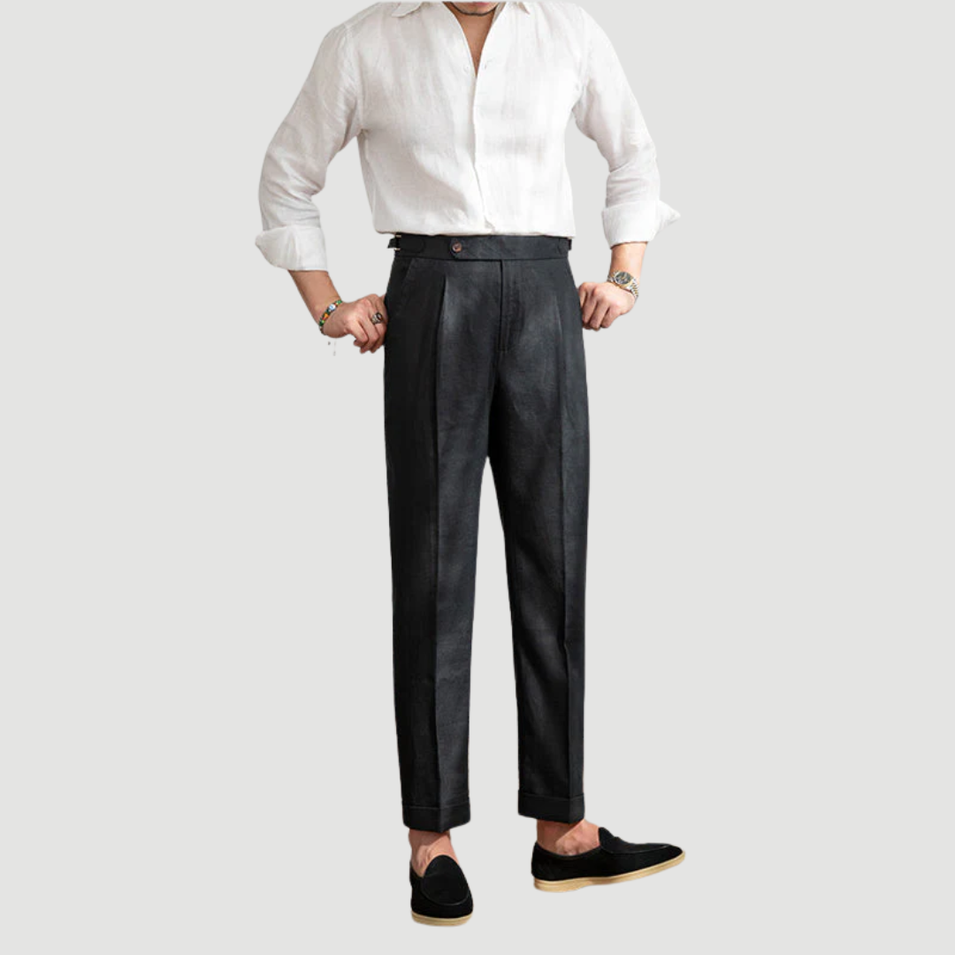 Brandon | Classic Linen Trousers Black