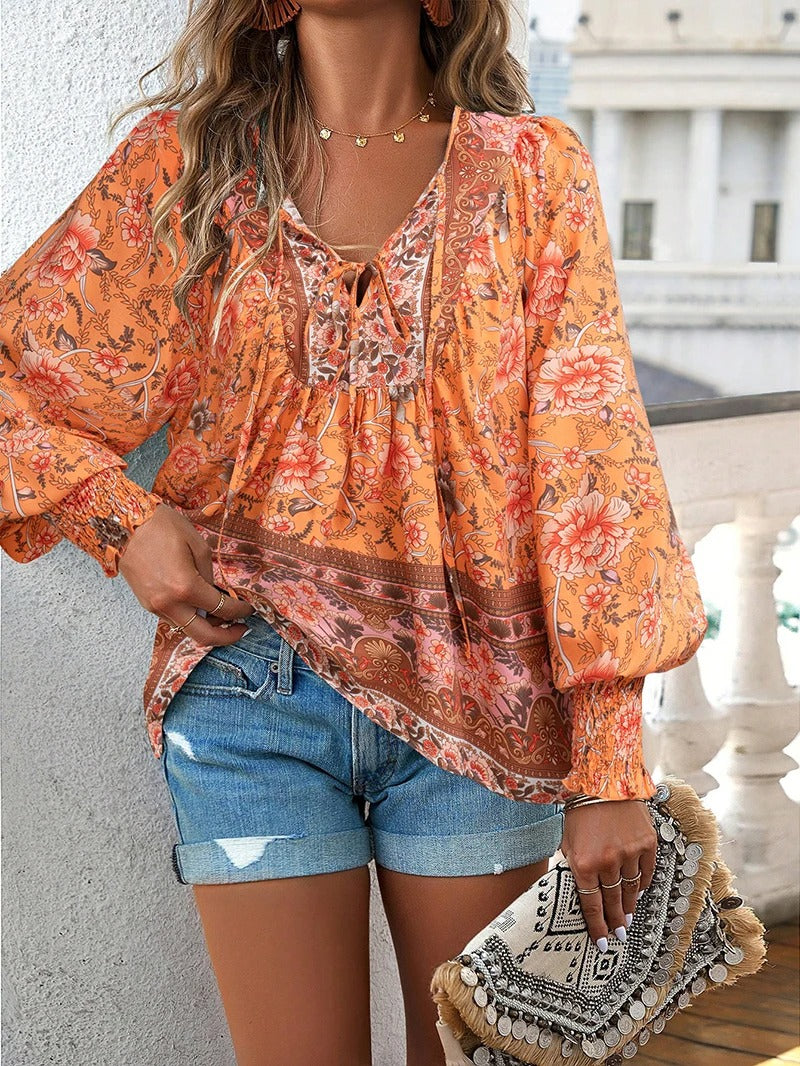 Willow | Boho Blossom Peasant Blouse