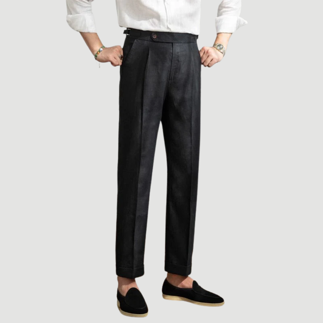 Brandon | Classic Linen Trousers Black