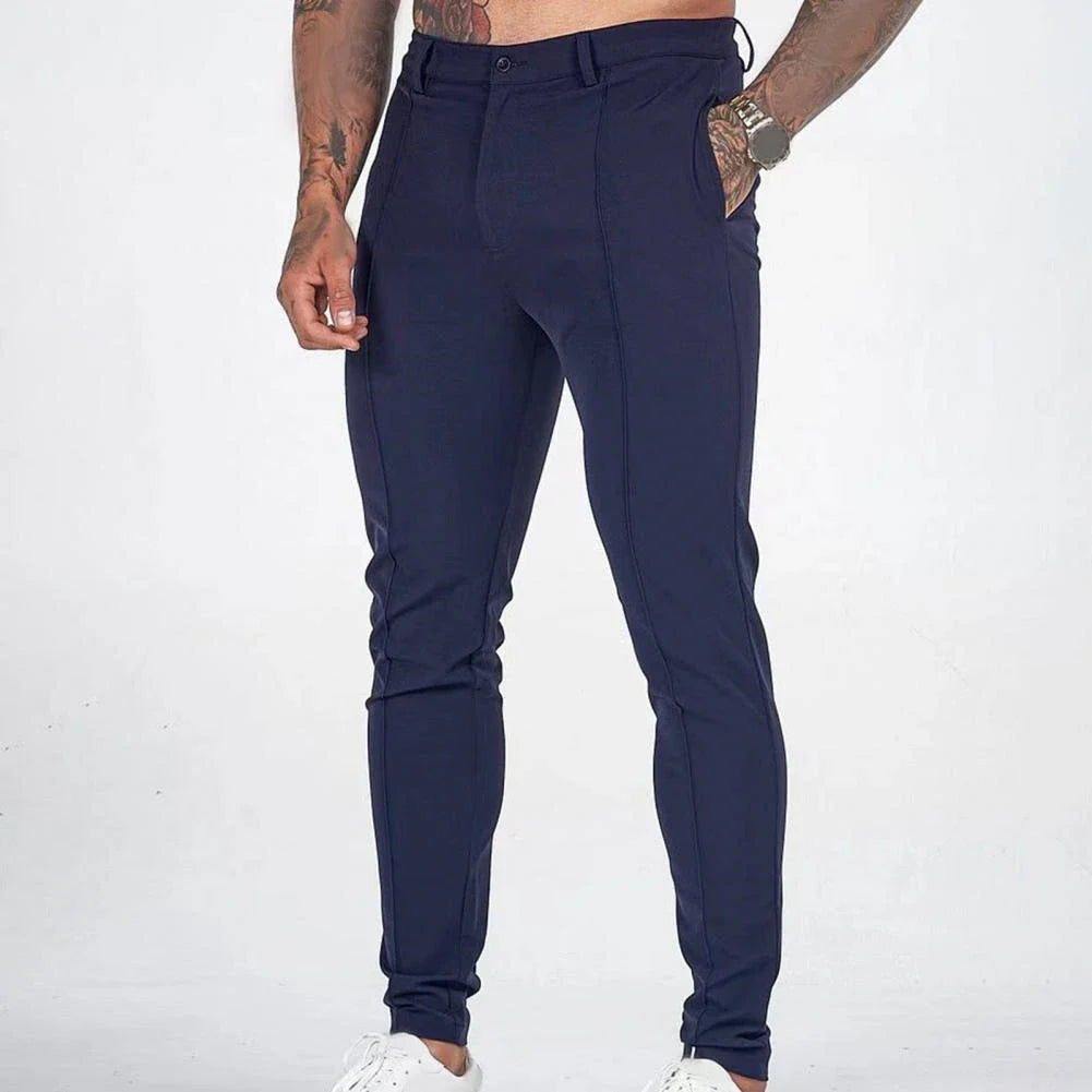 Curtis | Ultra-Flex Tailored Trousers Navy Blue