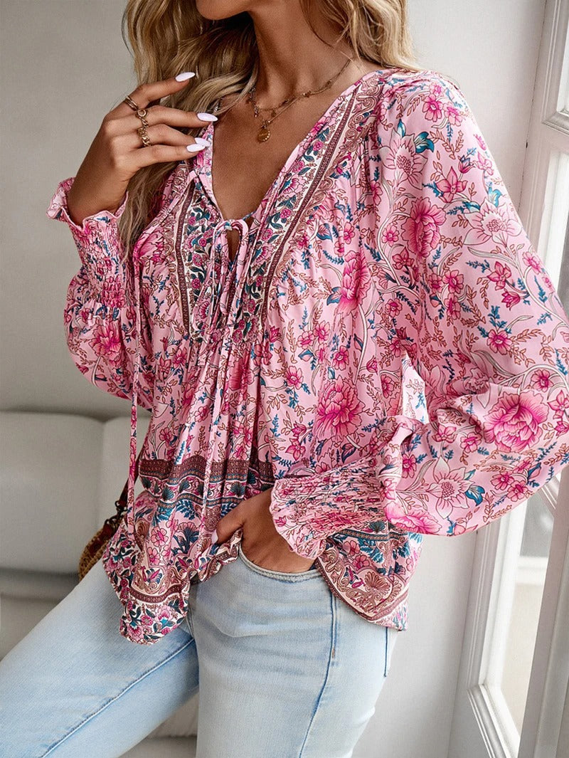 Willow | Boho Blossom Peasant Blouse