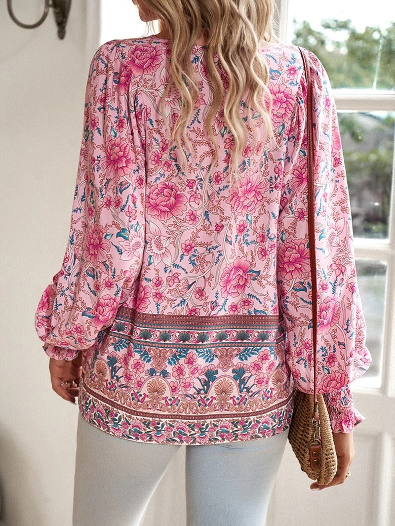 Willow | Boho Blossom Peasant Blouse